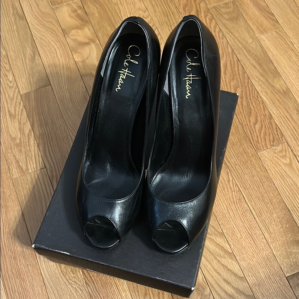 Cole Haan Black Peep Toe Women's Shoes